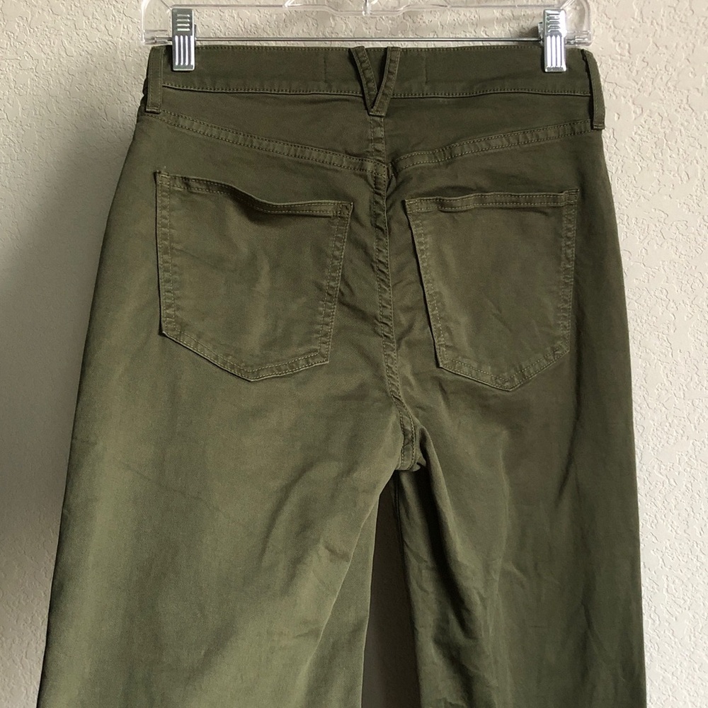 Veronica Beard Crosbie Wide Leg High Rise Pants Army Green 26 Flaw - Picture 7 of 15